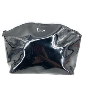Women's Dior Black Patent Leather Makeup Bag
